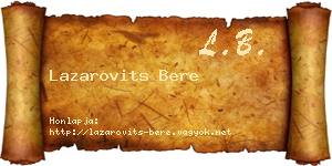 Lazarovits Bere névjegykártya